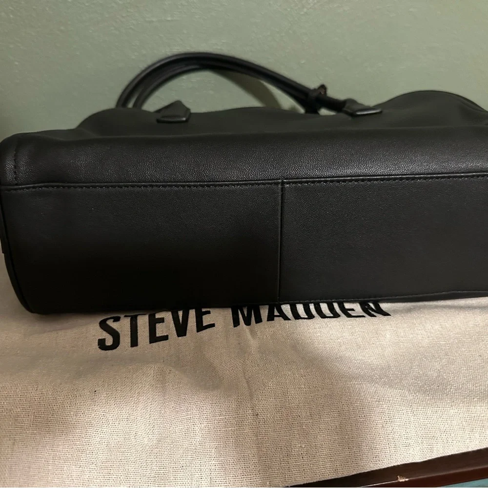 Steve Madden Black Leather Structured Satchel